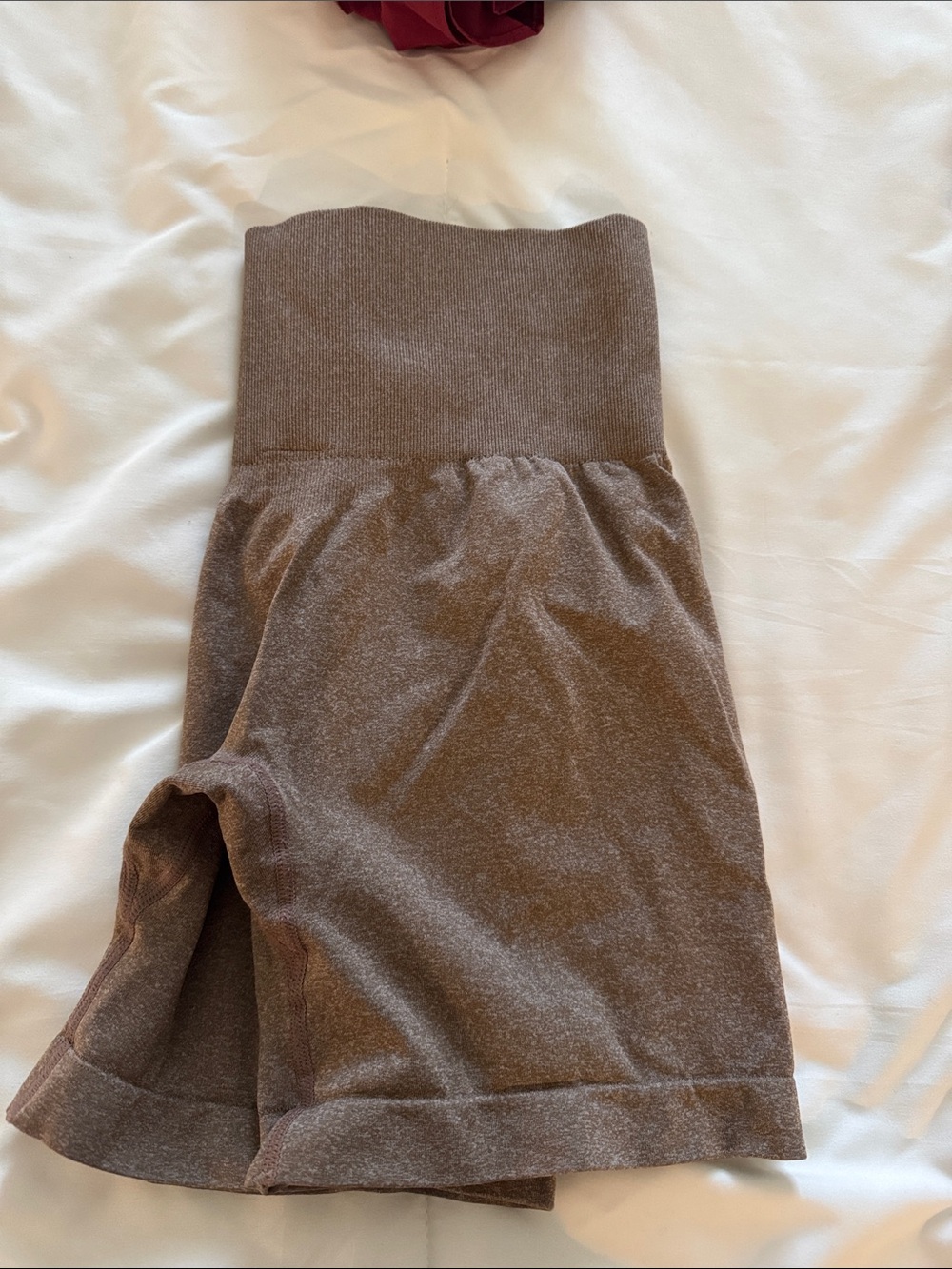 High-Waist Stretch Biker Shorts in Heather Brown